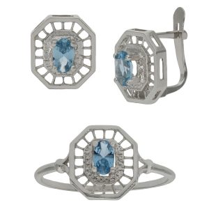 Sortija oro blanco 18kl azul