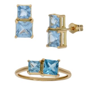 Sortija oro 18kl circonitas azul