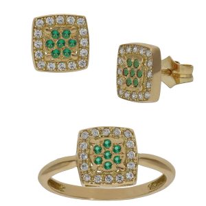 Sortija oro 18kl circonitas verdes