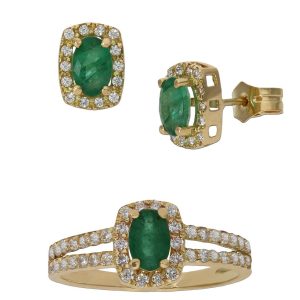 Sortija oro 18kl esmeralda fina circonitas