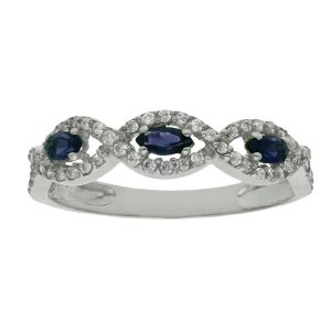 Sortija oro blanco 18kl crisopal azul