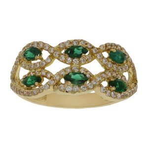 Sortija oro 18kl crisopal verde + circonitas