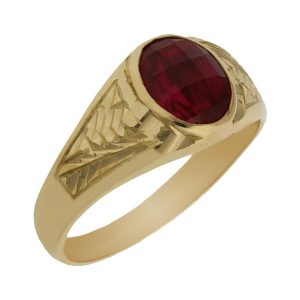 Sello oro 18kl piedra roja