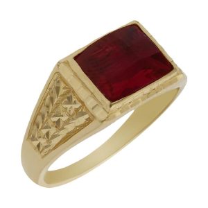 Sello oro 18kl piedra roja