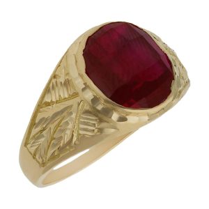 Sello oro 18kl piedra roja