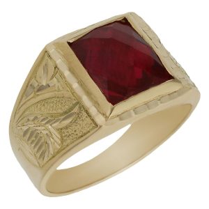 Sello oro 18kl piedra roja
