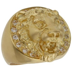 Sello oro 18kl leon circonitas