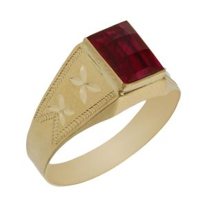 Sello oro 18kl piedra roja