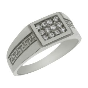 Solitario oro blanco 18kl greca