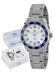 Reloj Marea Plateado y Azul Niño Analógico y Auriculares B35360/1