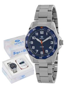 Reloj Marea Plateado y Azul Niño Analógico y Auriculares B35360/2