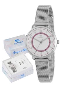 Reloj Marea Infantil B41364/14 Comunión y pendientes aro circonitas plata