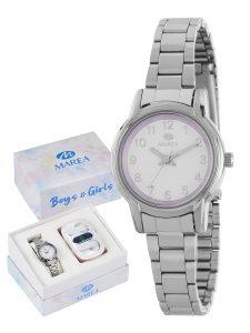 Reloj Marea Niña Plateado y Morado Analógico y Auriculares Inalámbricos B41365/2