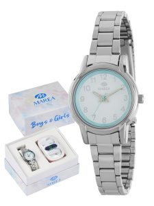 Reloj Marea Niña Plateado y Verde Analógico y Auriculares Inalámbricos B41365/3