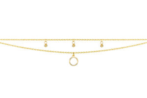 COLLAR PLATA 925 DOBLE CADENA CIRCULO 8MM Y BOLITAS 3MM