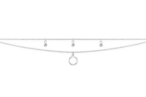 COLLAR PLATA 925 DOBLE CADENA CIRCULO 8MM Y BOLITAS 3MM