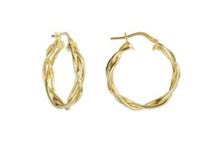 PAR ARGOLLAS TRENZADA PLATA DORADA IV15926DO